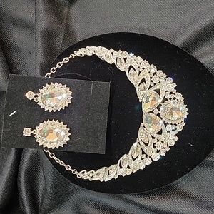 Glamorous crystal Rhinestone Silver Jewelry set